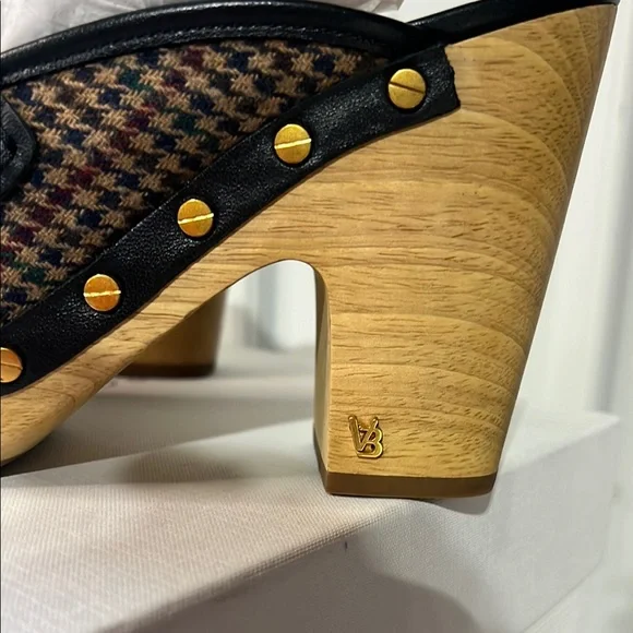 Veronica Beard Houndstooth Loafers heel clogs size 8 - Picture 4 of 7